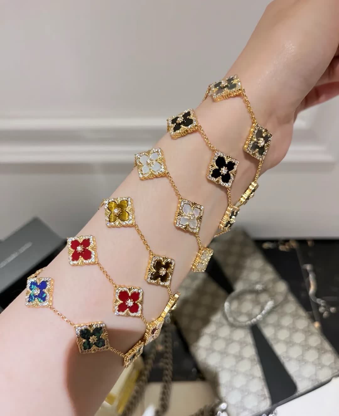 Buccellati Luxurious Flower Bracelet with Gemstones